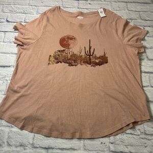 NWT Old Navy Desert Scene Graphic Tee in Salmon Color. Size XXL